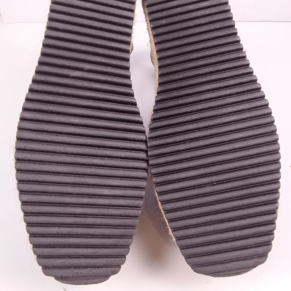 Asos Design Joyful Espadrilles Size 6 Black Faux Leather Flatform Boho Vacation